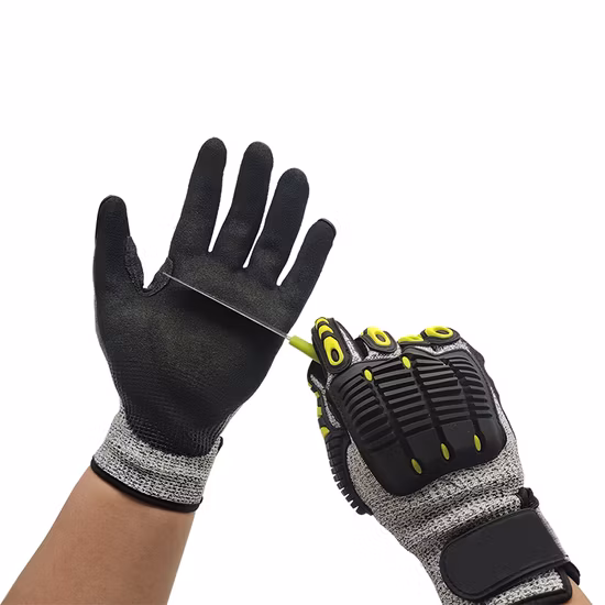 Cut and Impact Resistant TPR Sandy Nitrile Coated Anti Impact Anti-Vibration Protective Work Gloves