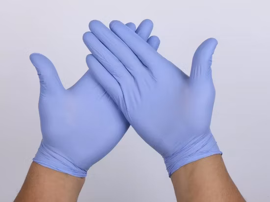 Guanti da esame in nitrile blu monouso per uso medico senza polvere per fornitura medica