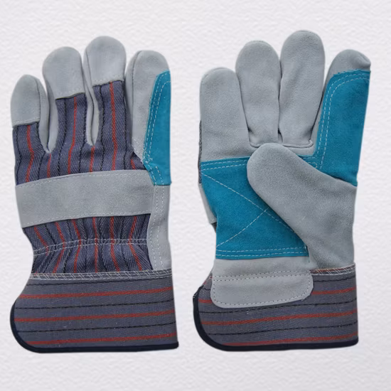 Guanto da lavoro certificato CE in crosta di mucca con doppio palmo