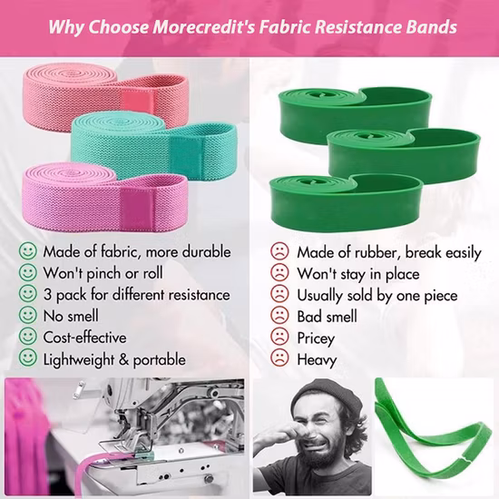Set di fasce di resistenza lunghe assistite per pull up in tessuto di cotone con fasce di resistenza